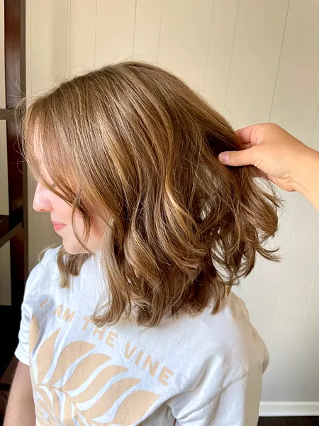 Women's cut — wavy textured bob
